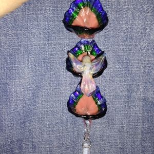 Hand blown glass Suncatcher hummingbird and flowers